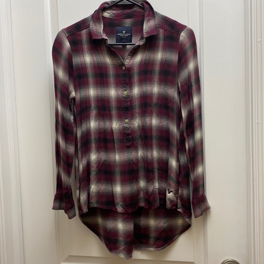 America eagle flannel long sleeve shirt size xs soft button up top